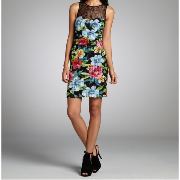 Aidan Mattox Textured Floral Print Sheath Dress - Picture 3 of 4